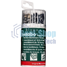Набор 18 сверел Metabo 627190000 (камень,мет,дер 3-10 мм) пласт.кор