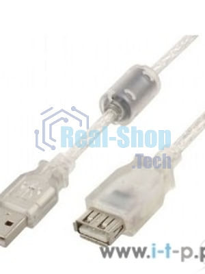 Кабель-удлинитель USB2.0 Pro Cablexpert CCF-USB2-AMAF-TR-15, AM/AF, 4,5м, экран, 2феррит.кольца, прозрачный, пакет
