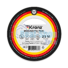 Изолента ПВХ Kranz 0.13х19 мм, 25 м, белая (5 шт./уп.)