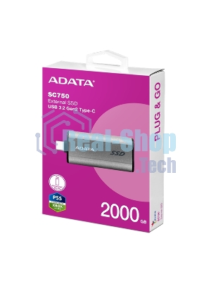 Внешний SSD ADATA SC750, 2TB, USB 3.2 Gen 2 Type-C, R/W 1050/1000, черный
