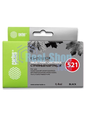 Картридж струйный Cactus CS-CLI521BK черный (8.4 мл) для Canon Pixma MP540/MP550/MP620/MP630/MP640/MP660/MP980/MP990/iP3600/iP4600/iP4700/MX860