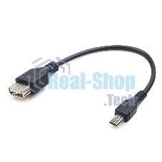 Кабель USB2.0 OTG Cablexpert A-OTG-AFBM-03 USBAF/MicroBM, 0.15м, удлиненный разъем micro USB - 9мм, пакет