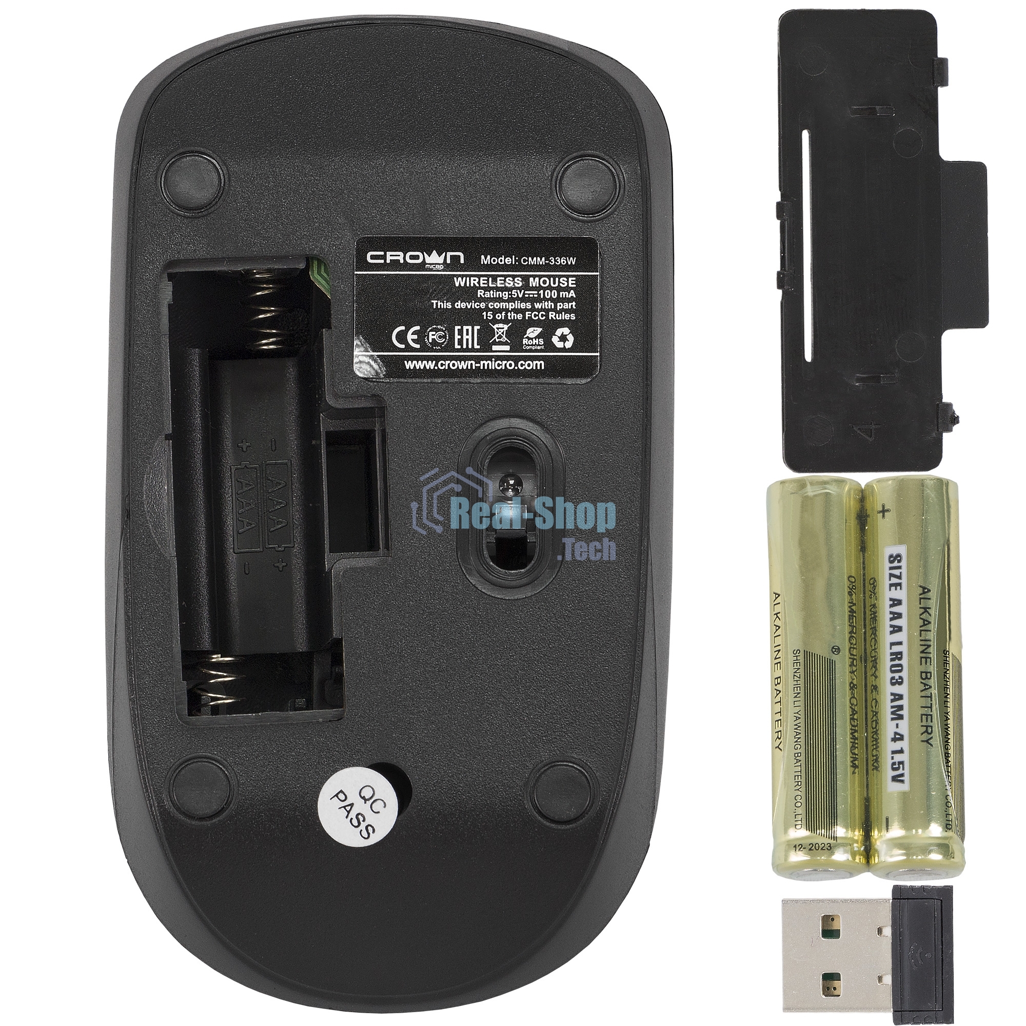 Мышь беспроводная Crown CMM-336W черный, 1600 dpi, радиоканал, USB, кнопки - 4