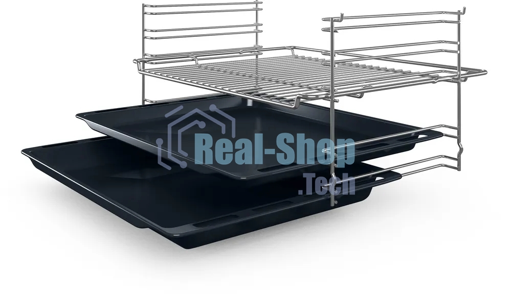 Духовой шкаф электрический Bosch HBF512BB1T Serie 2, духовой шкаф, черный, класс энергоэффективности А, 7 режимов, 3-х слойное остекление, LED-дисплей, утапливаемые переключатели, галогенное освещение, проволочные направляющие, сделано в Турции,
