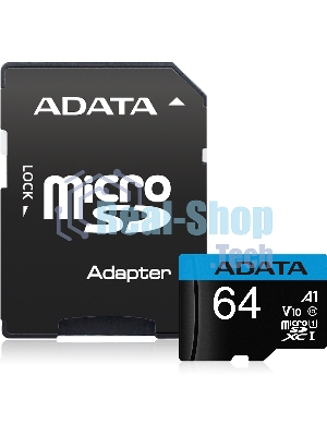 Флеш карта microSD 64Gb ADATA microSDHC Class 10 UHS-I A1 100/25 MB/s (SD адаптер)