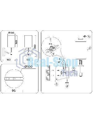 Настенный светильник Ambrella light LH56056 BS/FR латунь/белый матовый E14 max 40W 160*120*280