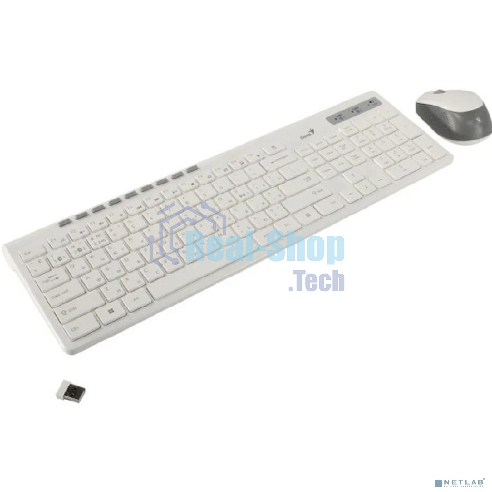Комплект клавиатура+мышь Genius SlimStar 8230 беспроводной, USB + Bluetooth, 1000 DPI, белый