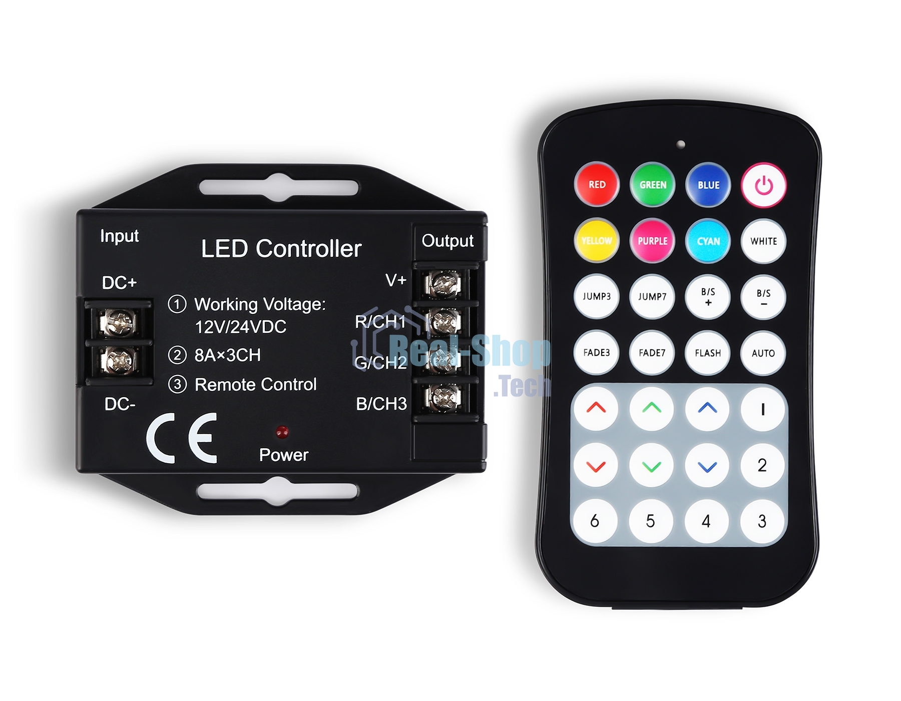 Контроллер GS11351 RGB 24A 12V 288W/ 24V 576W (ПДУ Радио 2.4G CR2025)