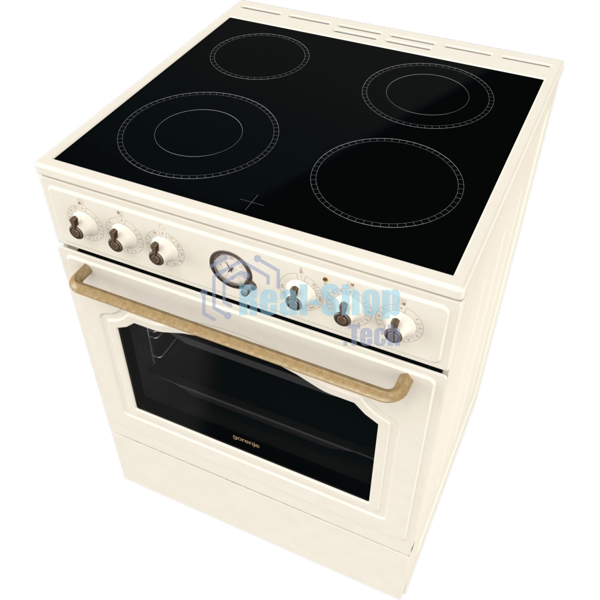 Плита электрическая Gorenje GECS6B70CLI бежевая, конфорок 4 электрических, духовка 71 л, 60 см x 85 см x 60 см