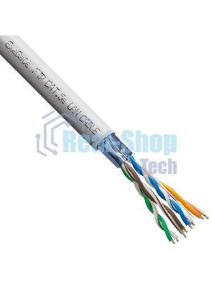 Кабель ExeGate FUTP4-C5e-CCA-S26-IN-PVC-GY-305 FTP 4 пары кат.5e CCA, 0.41мм (26AWG), экран, 305м, серый, PVC