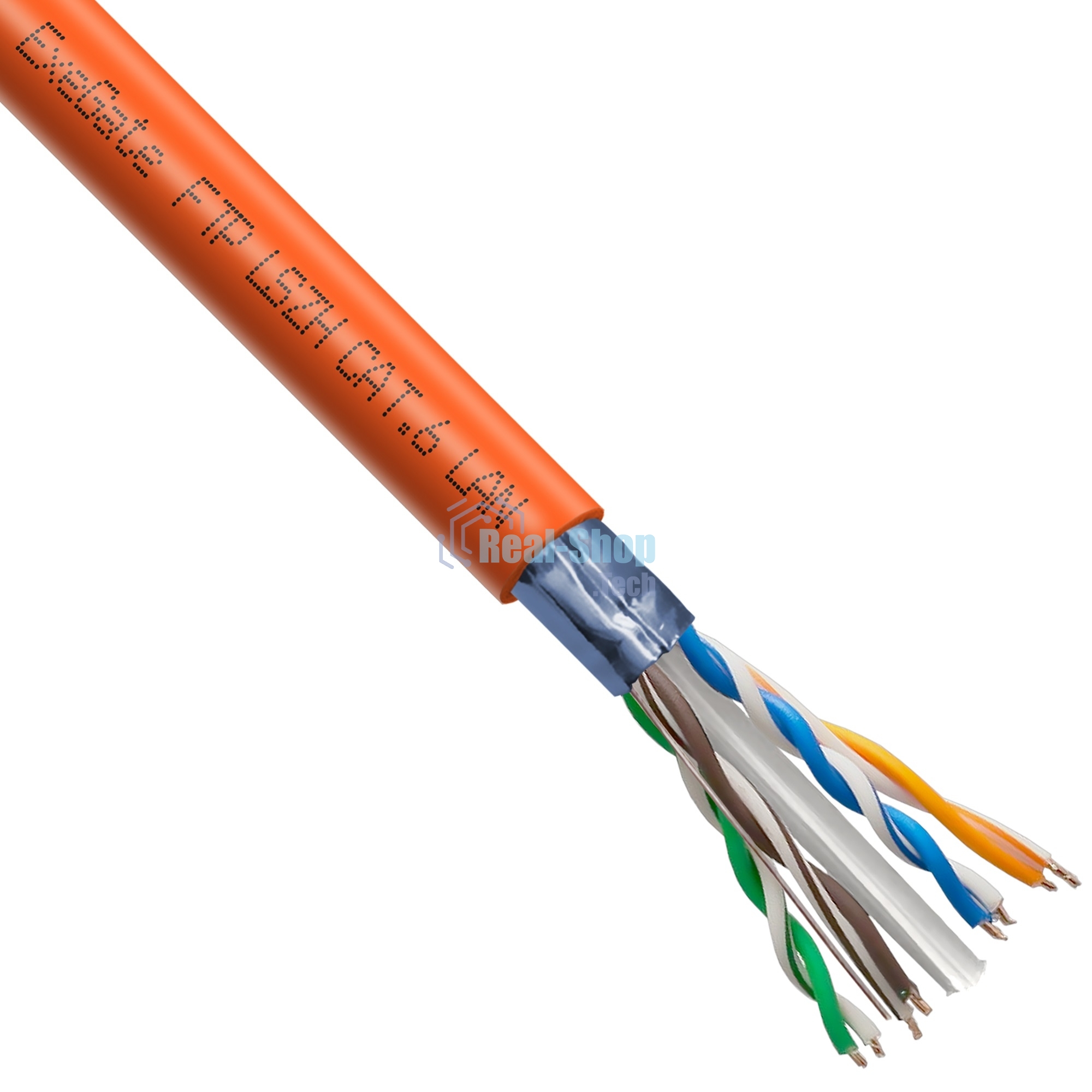Кабель ExeGate FUTP4-C6-CCA-S23-IN-LSZH-OR-305 FTP 4 пары кат.6 CCA, 0.57мм (23AWG), экран, 305м, оранжевый, LSZH