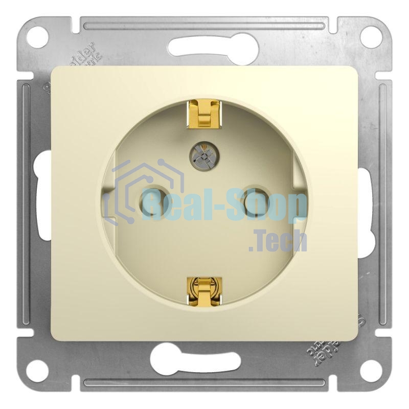Механизм розетки 1-м СП Glossa 16А защ. шторки с заземл. беж. SchE GSL000245