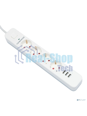 Сетевой фильтр Гарнизон 2.0 Мультипорт EPS-4-U3-W-2, 4 р, 10А, 3xUSB, 2 м, ур.защиты 2+, белый, пакет