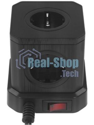 Сетевой фильтр Cablexpert Tower, TWR-5-U4-B-3, 5 р, 10А, 4хUSB, 3.1А, 3 м, ур.защиты 4+, черный, коробка