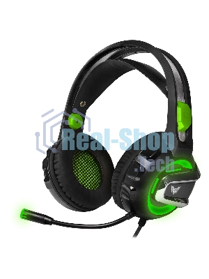 Гарнитура Crown CMGH-3002 чёрный/зелёный, проводная, подсветка