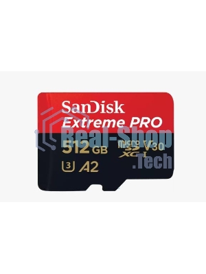 Флеш карта microSD 512Gb SanDisk microSDXC Class 10 UHS-I A2 C10 V30 U3 Extreme Pro (SD адаптер) 200Mb/s