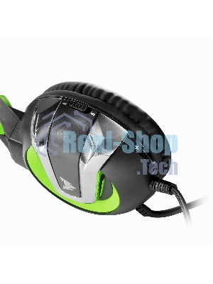 Гарнитура Crown CMGH-3002 чёрный/зелёный, проводная, подсветка