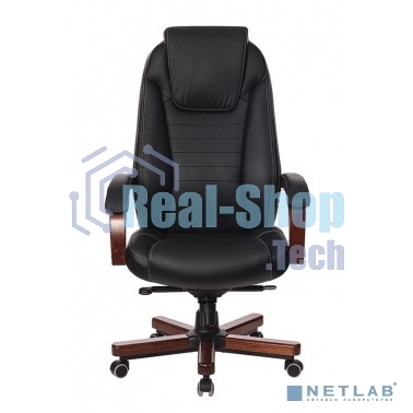 Кресло Бюрократ T-9923WALNUT/BLACK черный, кожа