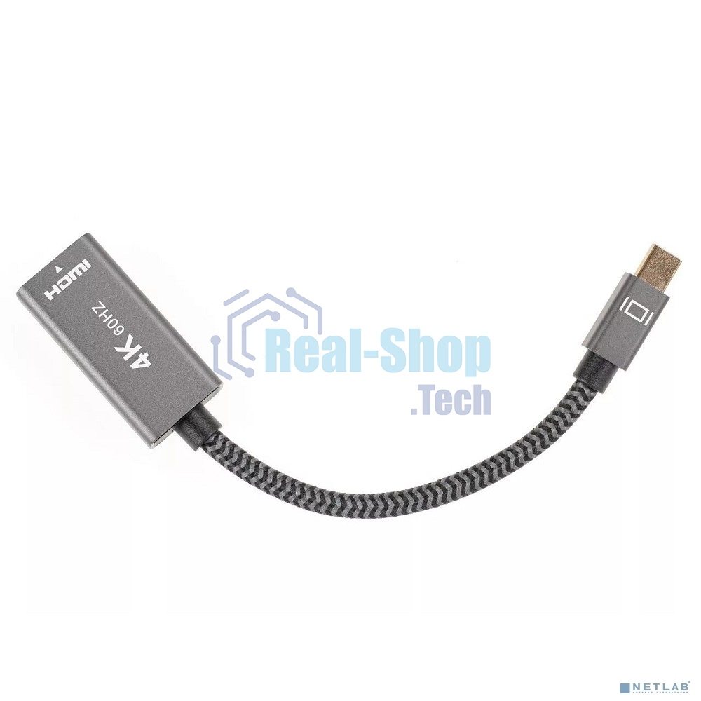 Адаптер miniDP --> HDMI-F 0.15м, оплетка, 4K@60Hz, Telecom (TA565)
