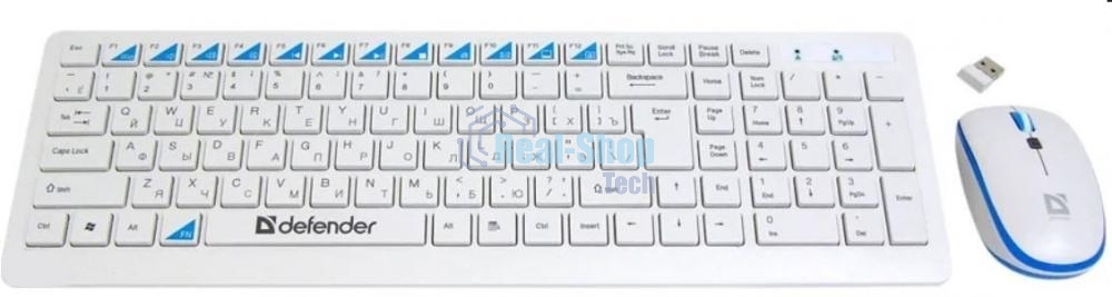 Комплект клавиатура+мышь Defender Skyline 895 беспроводной, USB, 2000 DPI, белый