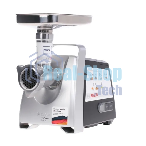 Мясорубка электрическая Bosch MFW68640 черный, 2200 Вт, 4.3 кг/мин, реверс, металлический лоток, насадки - 5