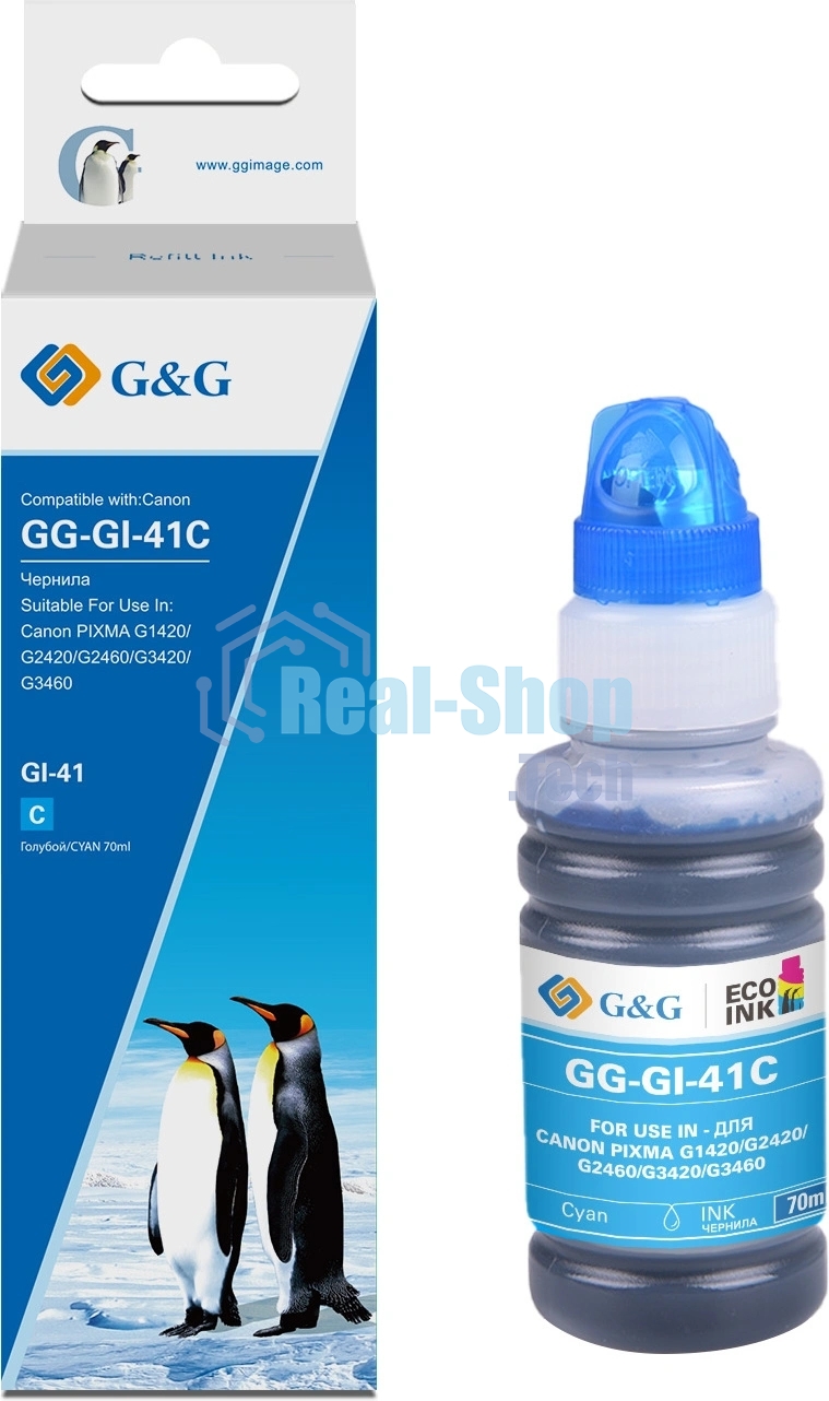 Чернила G&G GG-GI-41C голубой 70мл для Canon PIXMA G1420/G1430/G2420/G2430/G2460/G3420
