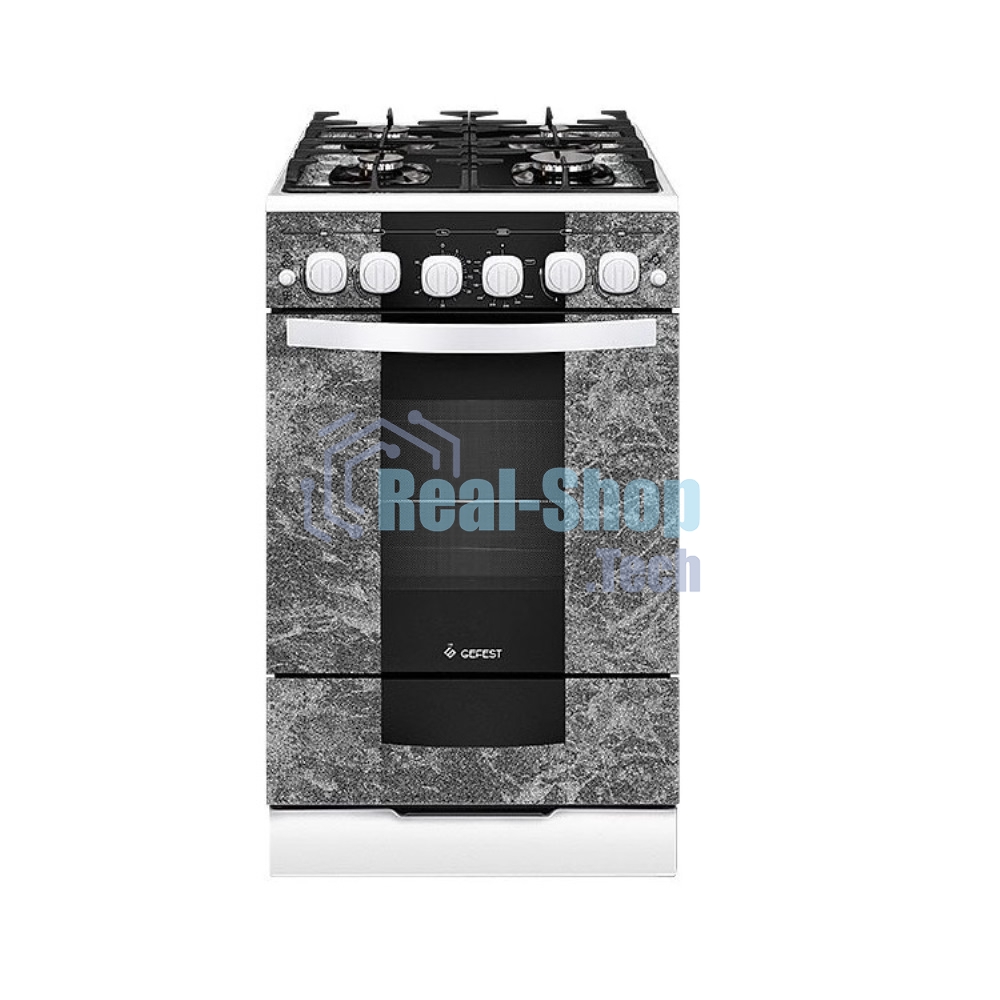 Плита газовая Gefest 5500-02 0113 мрамор, конфорок 4 шт, духовка 52 л, 50 см x 85 см x 58.5 см