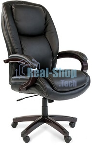 Кресло Chairman 408 черный, кожа, 120 кг, механизм качания