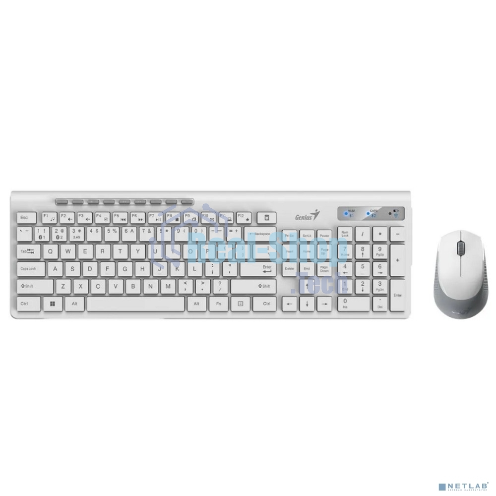 Комплект клавиатура+мышь Genius SlimStar 8230 беспроводной, USB + Bluetooth, 1000 DPI, белый