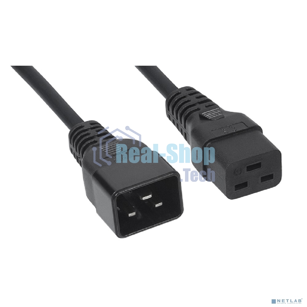 Шнур ввода/вывода Cabeus, IEC 60320 С19, вилка IEC 60320 С20, 1.8 м, 16А, из кабеля 3х1,5 мм², черный