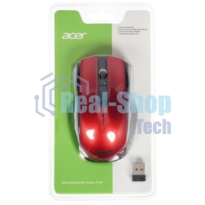 Мышь беспроводная Acer OMR032 черный/красный, 1600 dpi, радиоканал, USB, кнопки - 4