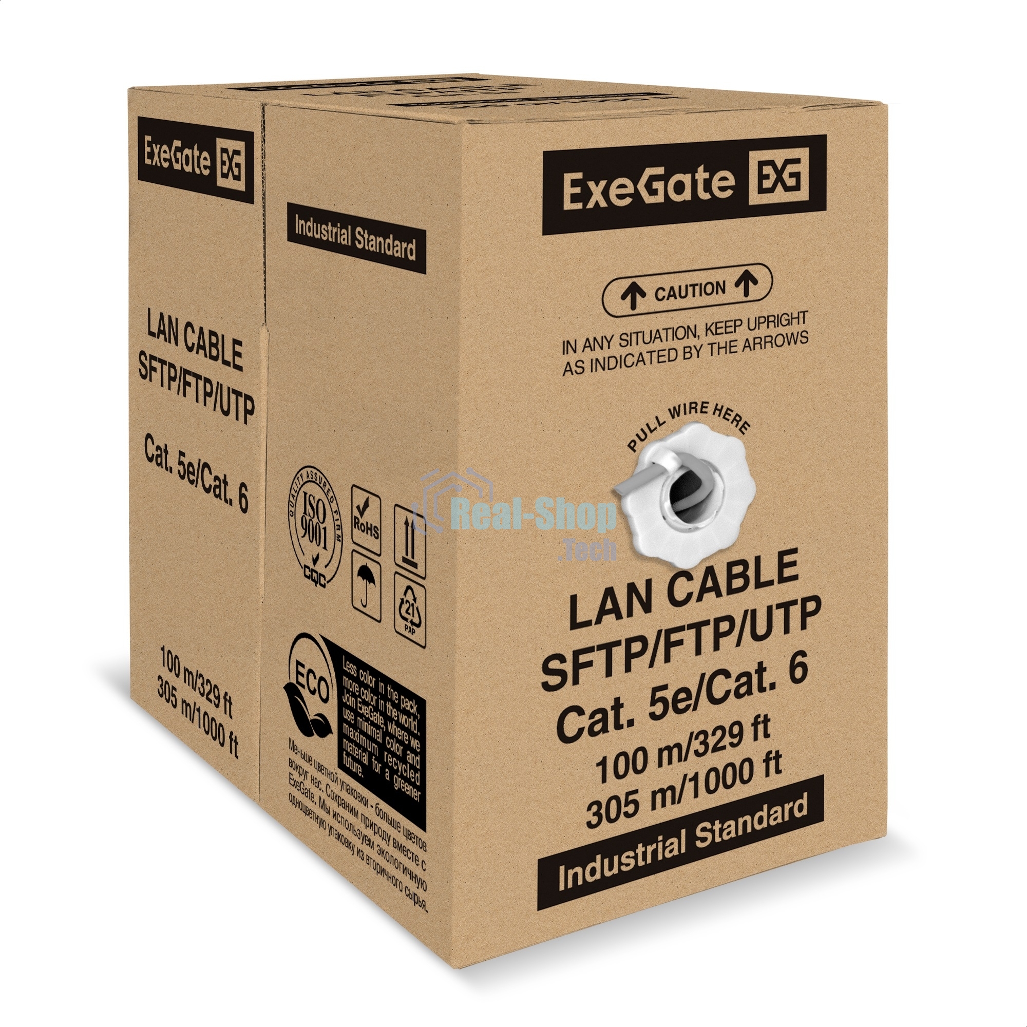 Кабель ExeGate UTP4-C5e-CCA-S25-IN-LSZH-GR-305 UTP 4 пары кат.5e CCA, 0.45мм (25AWG), LSZH, 305м, серый