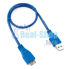Кабель Gembird/Cablexpert USB 3.0 Pro, AM/microBM 9P, 0.5м, экран, синий