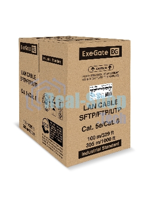 Кабель ExeGate UTP4-C5e-CCA-S25-IN-LSZH-GR-305 UTP 4 пары кат.5e CCA, 0.45мм (25AWG), LSZH, 305м, серый