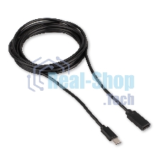 Кабель-удлинитель USB2.0 Cablexpert CCP-USB2-CMCF-3M, Type-C(М)/Type-C(F), 3А, 60Вт, PD/QC3.0, медь, Pro, 3м, черный, пакет