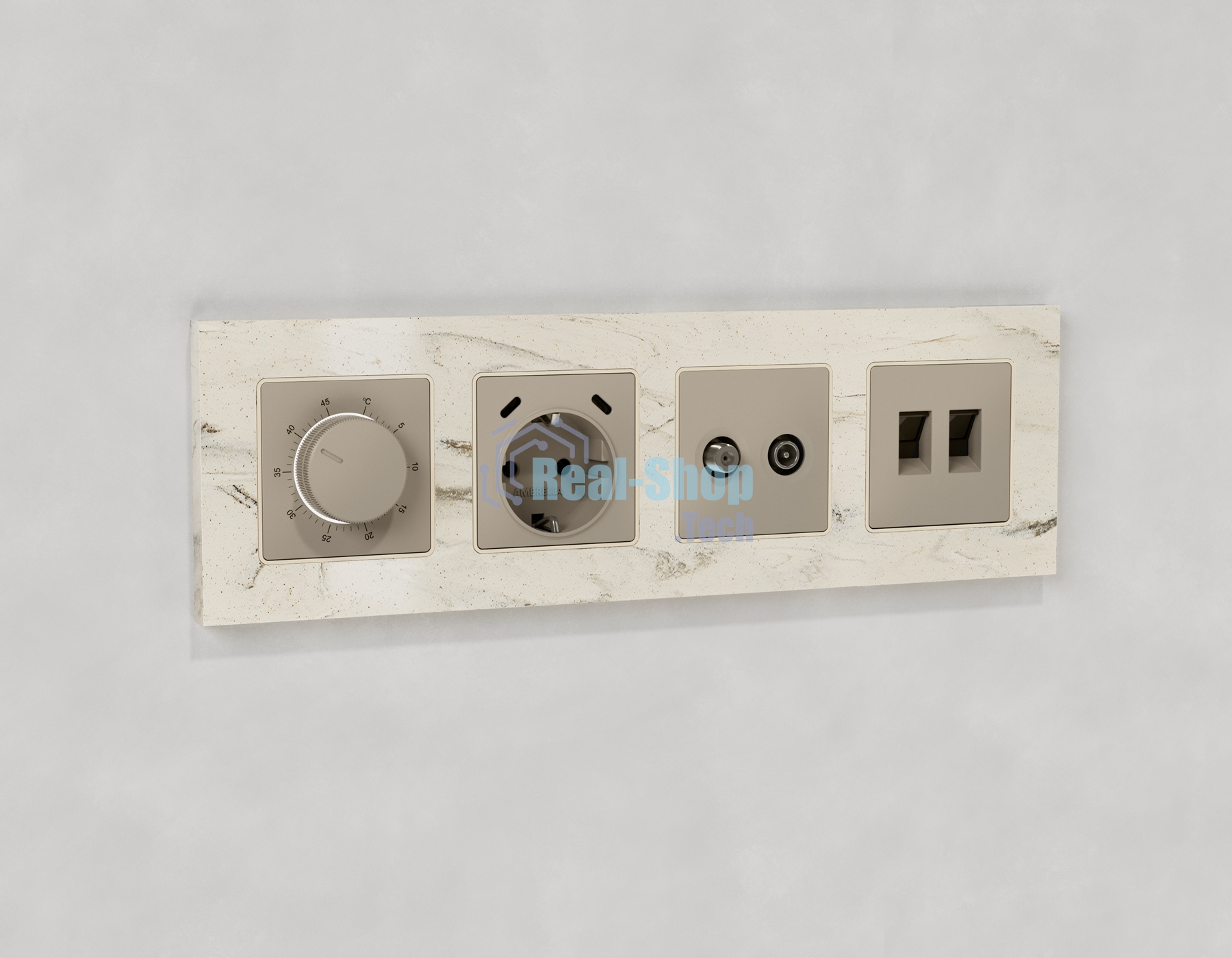 Комплект механизма электрической розетки 2USB С+C 20W с/з на винтовых зажимах 16A-250V ALFA Серо-бежевый матовый QUANT (AP3705, VM165) MA370510
