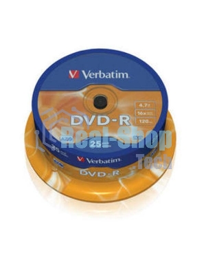 Диск DVD-R Verbatim 4.7Gb 16x Cake Box (25шт) (43522)