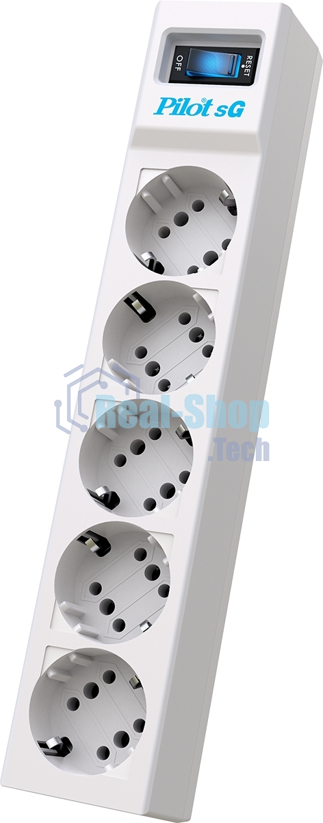 Сетевой фильтр ZIS PILOT Surge protector Pilot SG5 5 outlets (GP), 10A/2.2kVt, automatic circuit-breaker, 3 m