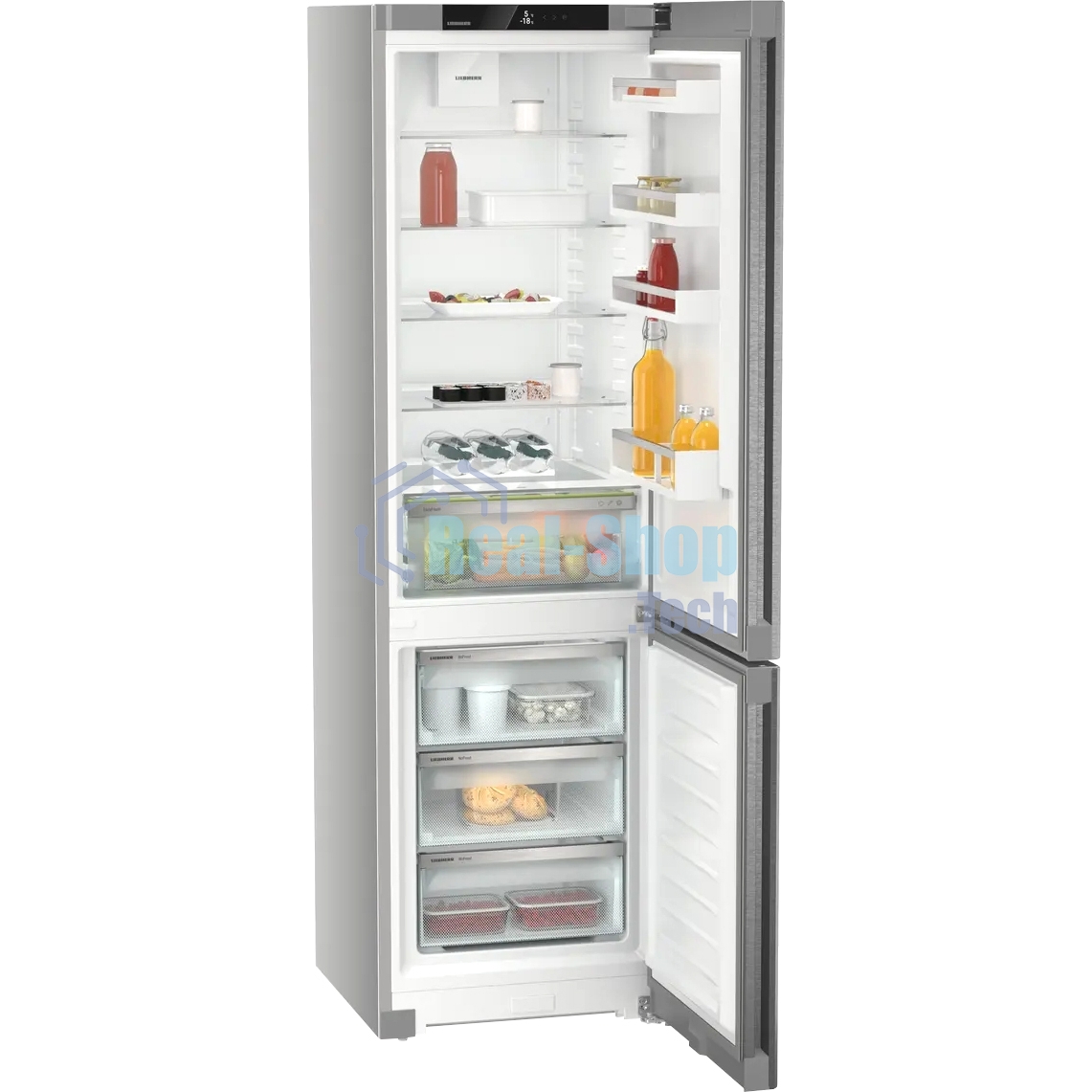 Холодильник Liebherr Pure CNsdc 5703-22 001 серебристый SmartSteel двухкамерный 266/94л морозилка снизу