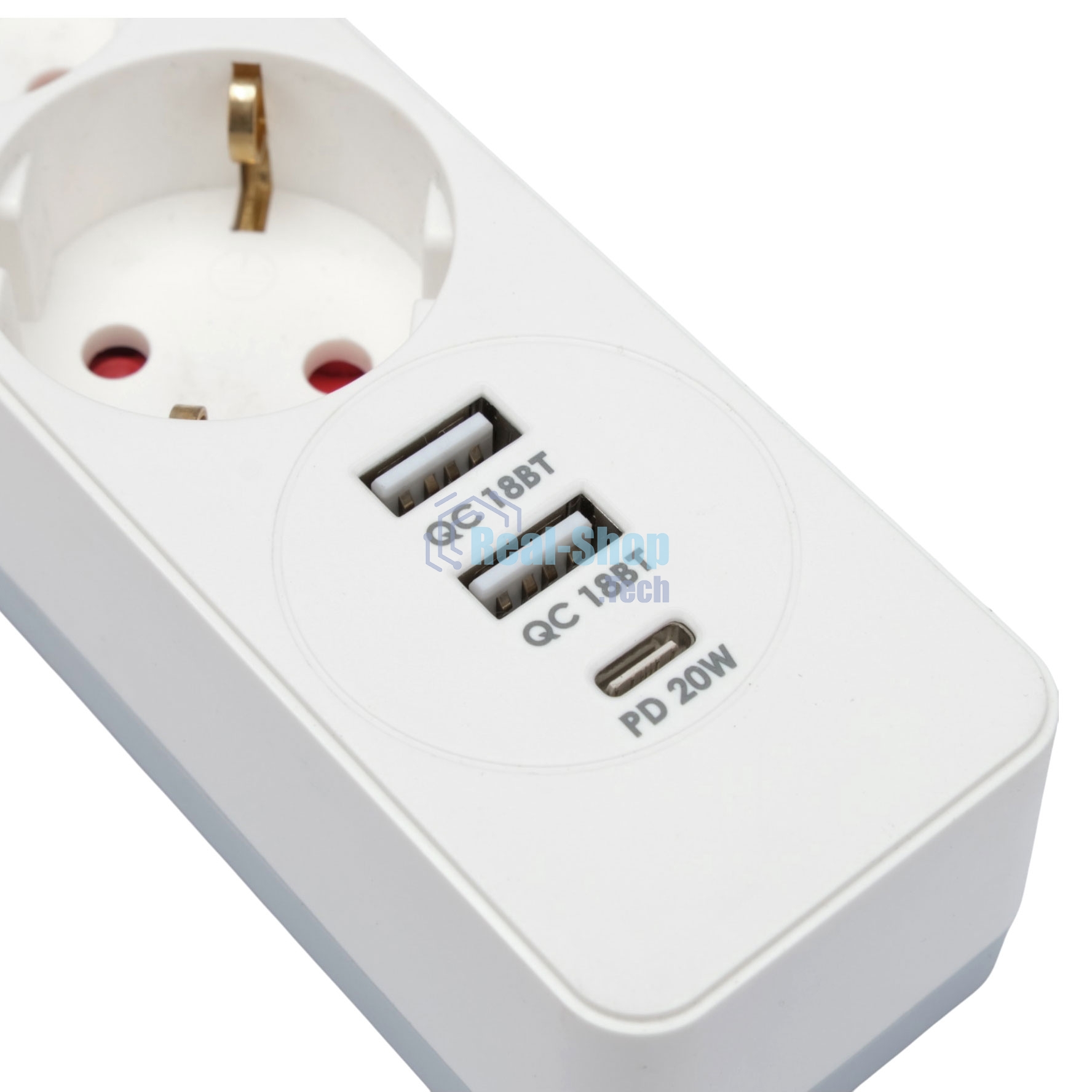 Сетевой фильтр Гарнизон EPS-OP-4-CU2-W-2 2.0 Мультипорт 4 р, 10А, 1xType-C PD, 2 х USB QC, 2 м, ур.защиты 4+, белый, пак (21449)
