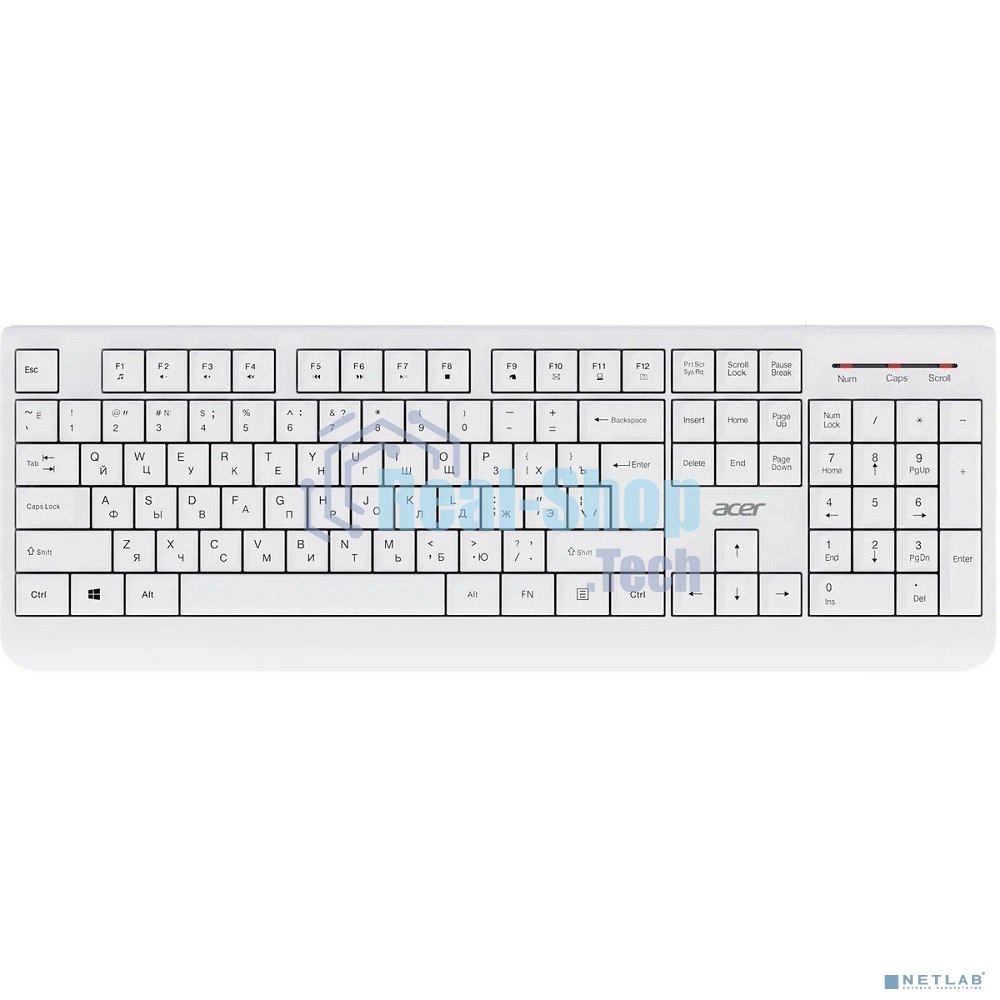 Комплект клавиатура+мышь Acer OCC401 беспроводной, USB, 1600 DPI, белый