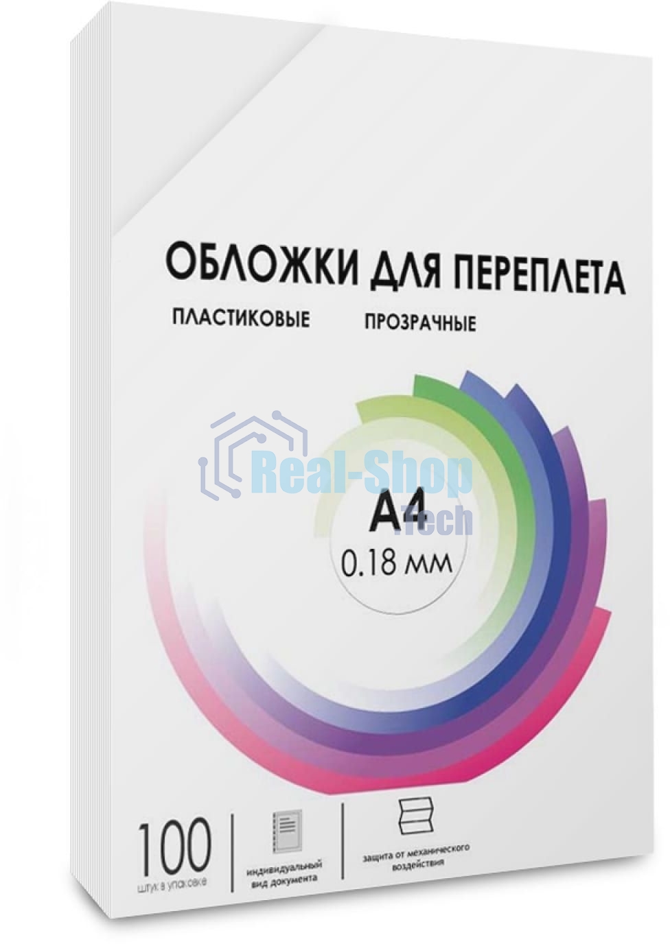 Обложки для переплета Heleos A4 180мкм прозрачный (100шт) PCA4-180