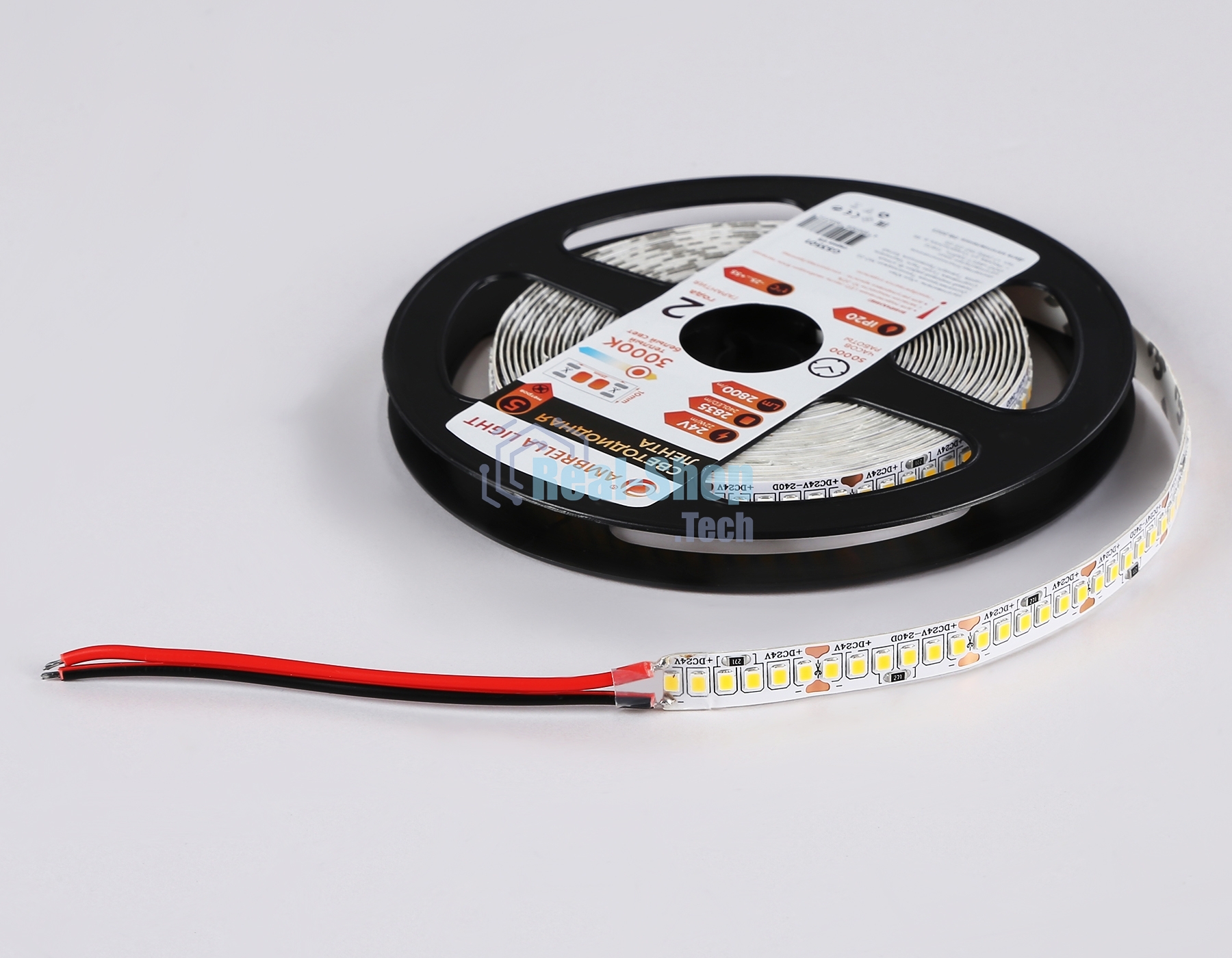 Светодиодная лента Ambrella light GS3501 2835 240Led /22W m/ 24V IP20 3000K/ 5000*10*1.2mm (2 конт.)