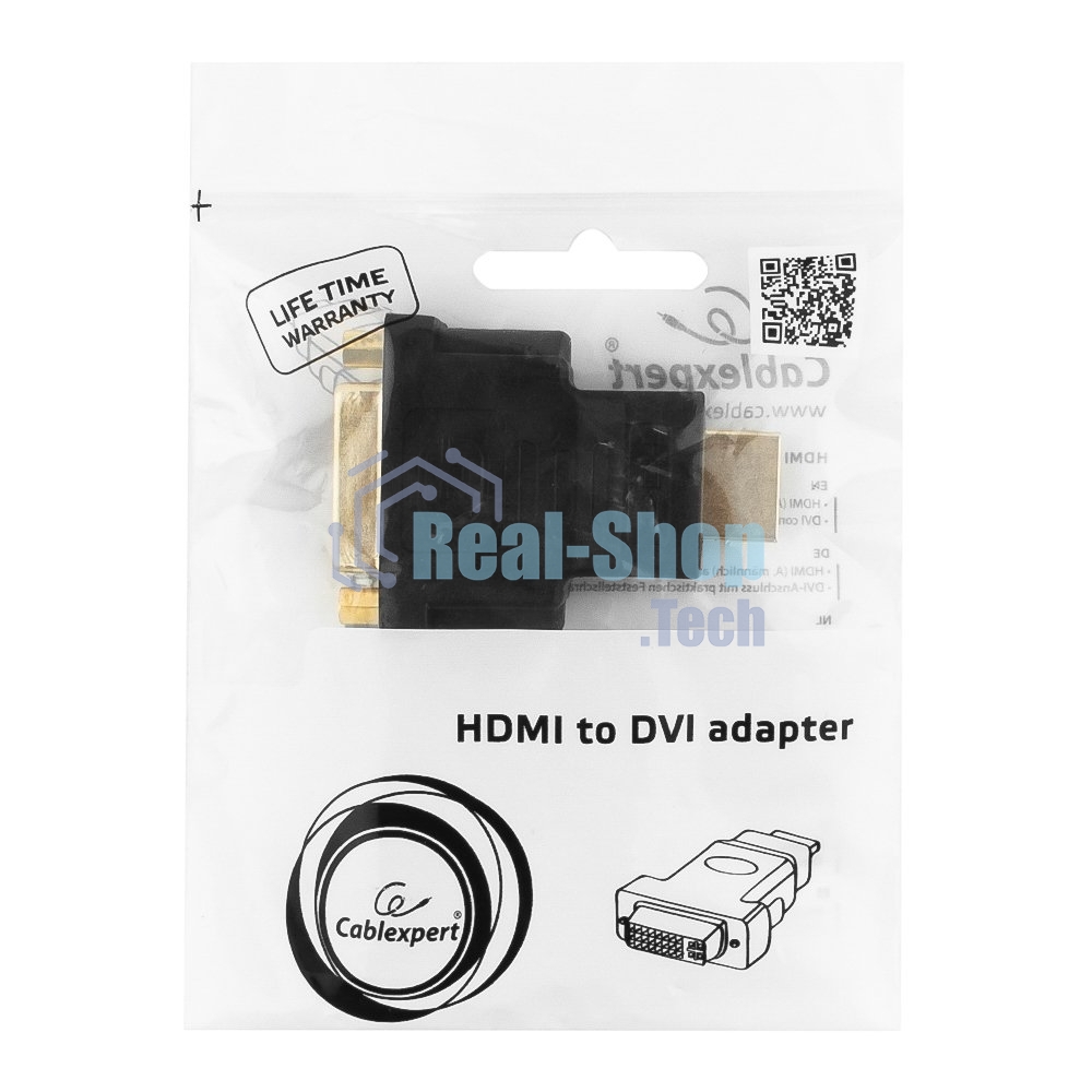 Переходник Gembird Переходник HDMI-DVI 19M/25F, золотые разъемы, пакет