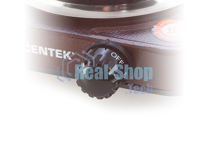 Плита настольная электрическая Centek CT-1506 коричневый, 1 кВт, ТЭН, конфорки - 1, эмаль, поворотные переключатели