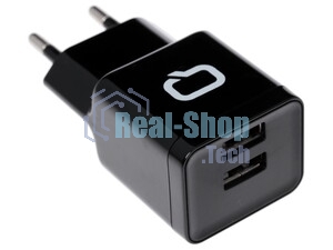 Автомобильное зарядное устройство QUMO 2A, 2 USB, 1A+1A черный, кабель Apple 8 pin в комплекте