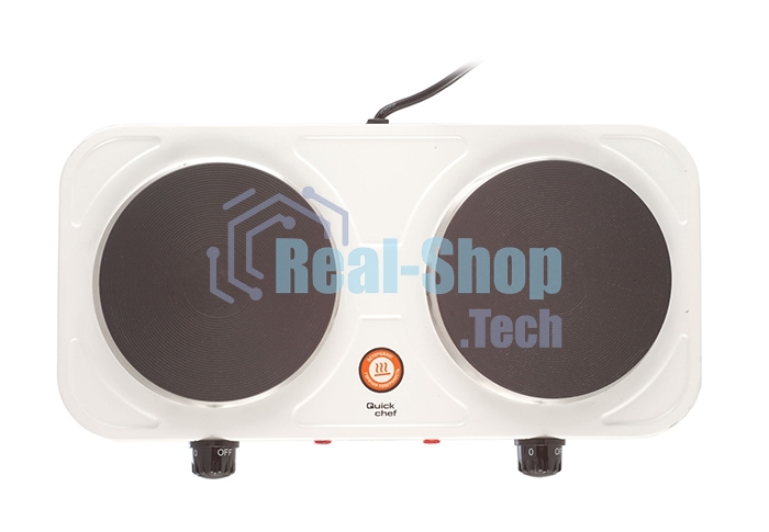 Плита настольная электрическая Centek CT-1507 белый, 2 кВт, ТЭН, конфорки - 2, эмаль, поворотные переключатели