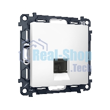Комплект механизма компьютерной розетки ALFA Белый матовый RJ-45(8P8C) CAT6 с шторкой QUANT (AP1320, VM188) MA132010