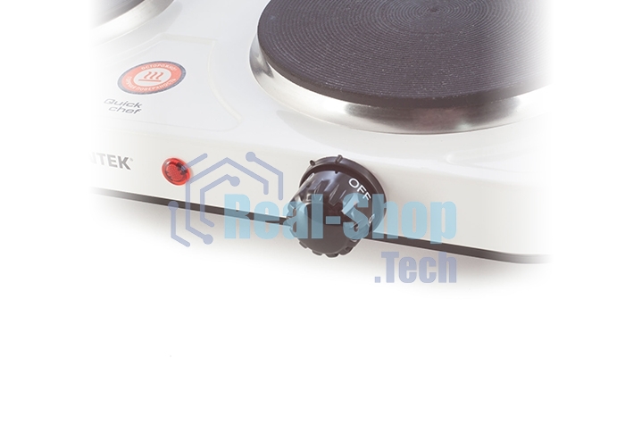Плита настольная электрическая Centek CT-1507 белый, 2 кВт, ТЭН, конфорки - 2, эмаль, поворотные переключатели