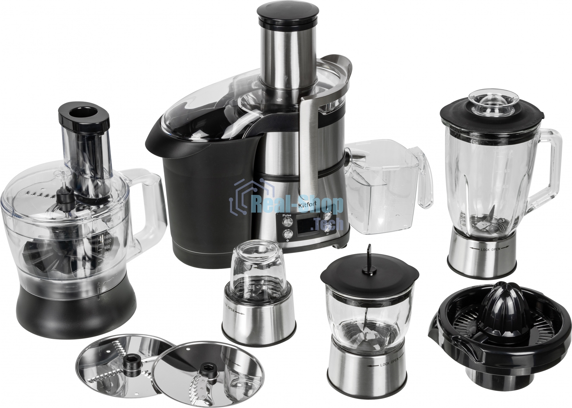 Кухонный комбайн Kitfort KT-1395 800Вт серебристый/черный